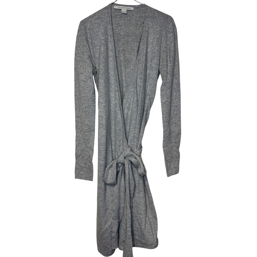 Diane‎ von Furstenberg Women's Dress Linda Wool Blend Wrap Cozy Chic Gray Medium